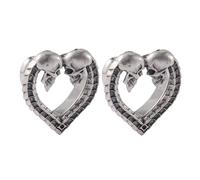 Calefee Flesh Tunnel 12mm, Dilatatore Tappi Lobo Acciaio inossidabile Cuore con Teschio Gotico, Dilatatore Piercing 2 Pezzi