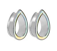 Calefee Flesh Tunnel 22mm, Dilatatore Lobo Acciaio inossidabile A Forma di Lacrima, Dilatatore Orecchio 2 Pezzi