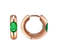 Calefee Orecchini a Cerchio Oro Rosa 14k, Cerchietto Orecchini da Donna con Smeraldo Sintetici, Gioielli Eleganti da Matrimonio