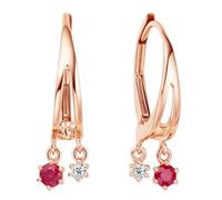 Calefee Orecchini a Cerchio Oro Rosa 18k, Cerchietto Orecchini Donna con Rubino Sintetico e Moissanite, Gioielli Matrimonio Eleganti