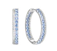 Calefee Orecchini Cerchio Donna Oro 585, Cerchietto Orecchini da Sposa con Zaffiro Laboratorio e Moissanite, Gioielli Eleganti da Matrimonio