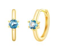 Calefee Orecchini In Oro a Cerchio 375, Cerchietto Orecchini da Donna con Topazio, Gioielli Eleganti da Matrimonio