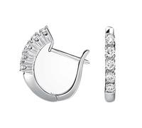 Calefee Orecchini In Oro Bianco a Cerchio 585, Cerchietto Orecchini da Donna con Diamante Laboratorio, Gioielli da Matrimonio Eleganti