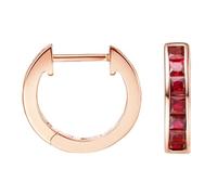 Calefee Orecchini In Oro Rosa a Cerchio 9k, Cerchietto Orecchini da Donna con Rubino Sintetici, Gioielli Matrimonio Eleganti