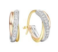 Calefee Orecchino Cerchio Oro 585, Cerchietto Orecchini Donna con Diamante Sintetico, Gioielli Eleganti Matrimonio