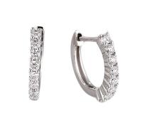 Calefee Orecchino Cerchio Oro Bianco 14k, Cerchietto Orecchini da Donna con Diamante Laboratorio, Gioielli Matrimonio Eleganti