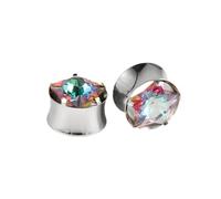 Calefee Tappi Orecchie Dilatatore 14mm, Tunnel Piercing in Acciaio inossidabile con Zirconi a Forma di Stella, Dilatatore Lobo Donna 2 Pezzi