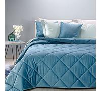 Caleffi 1001712 Velluto Trapunta per Matrimoniale Letto, Blu