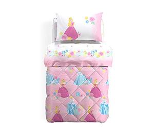 Caleffi 1002317 Cotone Disney Princess Romantic Trapunta per Singolo Letto, Taglia Unica (16700)