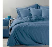 Caleffi 1005021 Cotone Vintage Parure Completo Copripiumino per Piazza e Mezza Letto, Blu