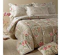 Caleffi 19394, Raso di Cotone Giardino Botanico Trapunta per Matrimoniale Letto, Taglia Unica