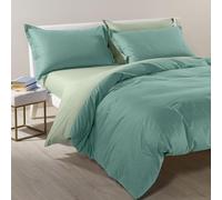 Caleffi 45467 Cotone Bicolor Completo Copripiumino per Matrimoniale Letto, Giada