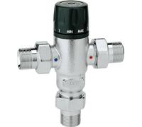 Caleffi 521400 - Miscelatore termostatico anticalcare 1/2'' 30 - 65 °C regolabile, Argento/Nero, 1 pezzo