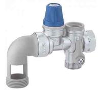 Caleffi 526153 Gruppo di Sicurezza per Scaldacqua ad Accumulo per Installazioni Orizzontali con Intercettazione, Valvola di Ritegno Controllabile e Sifone di Scarico