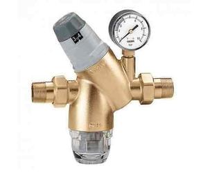 Caleffi 535141 Valvola di riduzione della pressione 1/2 Pollice DN15 con cartuccia in grado autonomo e manometro in acciaio inox, valvola di riduzione della pressione, regolatore di pressione