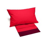 Caleffi 63536 Cotone Bikolor Copriletto Lenzuola per Piazza e Mezza Letto, Bordeaux