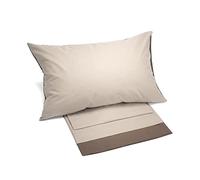 Caleffi 63537 Cotone Bikolor Copriletto Lenzuola per Piazza e Mezza Letto, Moka