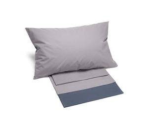 Caleffi 63579 Cotone Bikolor Copriletto Lenzuola per Singolo Letto, Grigio