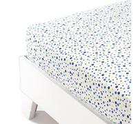 Caleffi 69168 Cotone Pois Inferiore Lenzuolo per Piazza e Mezza Letto, Blu