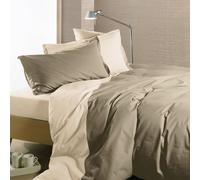 Caleffi 69634 Cotone Bicolor Completo Copripiumino per Singolo Letto, Naturale
