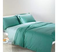 Caleffi 69643 Cotone Bicolor Completo Copripiumino per Piazza e Mezza Letto, Anice