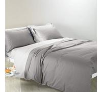 Caleffi 69646 Cotone Bicolor Completo Copripiumino per Piazza e Mezza Letto, Grigio