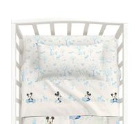 Caleffi 70987 Cotone Disney Mickey Boschetto Completo Lenzuola per Baby, Naturale
