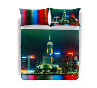 Caleffi 71060 Cotone Discovery Hong Kong Lenzuola Copriletto Set per Matrimoniale Letto, Taglia Unica