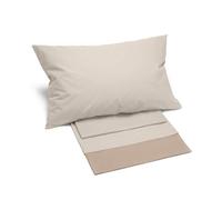 Caleffi 73116 Cotone Bikolor Copriletto Lenzuola per Piazza e Mezza Letto, Naturale