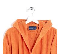 Caleffi - Accappatoio MINORCA per Bambini Unisex con Cappuccio, in Spugna 100% morbido Cotone idrofilo 400gsm, Lavabile in Lavatrice 40° + Asciugatrice, Taglia 6-8 anni Colore ARANCIO
