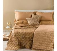 Caleffi Alviero Martini Copriletto Primaverile Trapuntato Matrimoniale Geo Morsetto Cuoio in Raso di Cotone