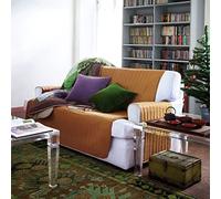 Copripoltrona trapuntato Caleffi Bicolor in cotone cognac