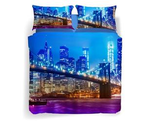 Caleffi Brooklyn Completo Copripiumino, Cotone, Unica, Matrimoniale, 80050, Sogni di Viaggio
