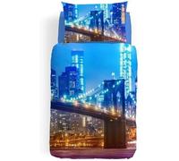 Caleffi Brooklyn Completo Copripiumino, Cotone , Unica, Singolo, 80030 , Sogni di Viaggio