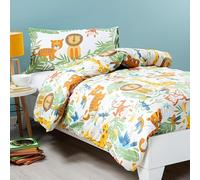 Caleffi Completo Copripiumino Letto Singolo Art. Tropical in Cotone 100% - Fantasia Giungla - Set 3 Pezzi