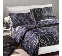 Caleffi Completo Copripiumino Matrimoniale 1a Classe Art. Geo - Raso di Cotone Made in Italy - Sacco copripiumino + Lenzuolo con Angoli + 2 Federe (Nero)