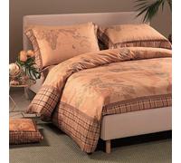 Caleffi Completo Copripiumino Matrimoniale 1a Classe Art Geo Tartan - Raso di Cotone Made in Italy - Sacco copripiumino + Lenzuolo con Angoli + 2 Federe