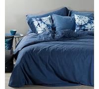 Caleffi Completo copripiumino MATRIMONIALE articolo JEANS in cotone stone wash effetto stropicciato e prelavato (Blu, 250x200+40)