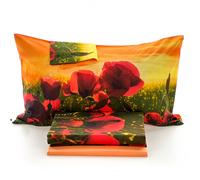 Caleffi Completo Copripiumino Papaveri matrimoniale puro cotone made in italy