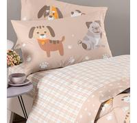 Caleffi Completo Lenzuola Cotone Cuccioli Singolo Kids (NATURAL)