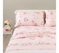 Caleffi completo Lenzuola Flory Flanella colore rosa matrimoniale