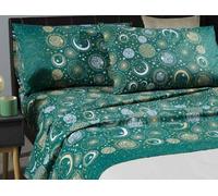 Caleffi Completo Lenzuola in Puro Cotone Stampato Art. Venere - Verde Foresta, 2 Piazze