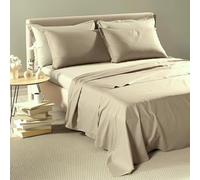 Caleffi Completo Lenzuola Matrimoniale Bicolore in Cotone e Lyocell Art. Vita Lenzuolo Superiore 240x280 cm, Lenzuolo con Angoli 180x200 cm e 2 Federe 50x80 cm (Naturale)