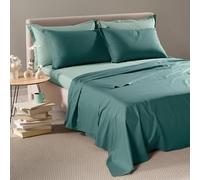 Caleffi Completo Lenzuola Matrimoniale Bicolore in Cotone e Lyocell Art. Vita Lenzuolo Superiore 240x280 cm, Lenzuolo con Angoli 180x200 cm e 2 Federe 50x80 cm (Pavone)