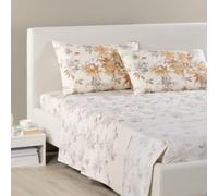 Caleffi Completo Lenzuola Matrimoniale Cotone con Angoli, 2 Federe Biscotto | set parure completa, lenzuolo sopra, sotto e federa, tinta unita, morbido, traspirante, ipoallergenico, per letto