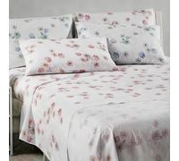 Caleffi Completo Lenzuola Matrimoniale in Cotone Art. Flores Rosa Lenzuolo Sopra, Sotto con angoli e 2 Federe