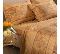 Caleffi Completo Lenzuola Matrimoniali Art. Geo Tartan in Raso di Cotone Alviero Martini 1ª Classe - Set 4 Pezzi con Lenzuolo Sopra 250x280, Sotto 180x200 e 2 Federe 50x80