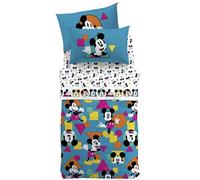 Caleffi Completo Lenzuola Piazza e Mezzo Mickey Topolino 100% Cotone - Set Letto Bambini con Lenzuolo Sotto Angoli 130x200+25,Lenzuolo Sopra 180x280 e Federa Double Face 50x80 cm