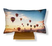 Caleffi Completo Lenzuola Singolo 100% Cotone Mongolfiere 1 Piazza - 100% Cotone - Lenzuolo Sopra 160x280 cm + Sotto con Angoli 90x200 cm + 1 Federa 50x80 cm