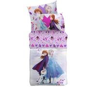 Caleffi Completo Lenzuola Singolo Disney Frozen 100% Cotone - Set Letto Bambini con Lenzuolo Sotto Angoli 90x200+25, Sopra 155x280 e Federa Double Face 50x80 cm
